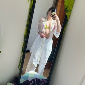 Lace robe with silk tie